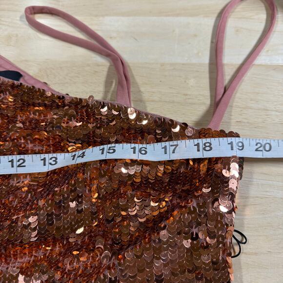 Mac Duggal NWT One Sleeve Fully Sequined High Slit Maxi Dress Copper Size 12 - Picture 6 of 10